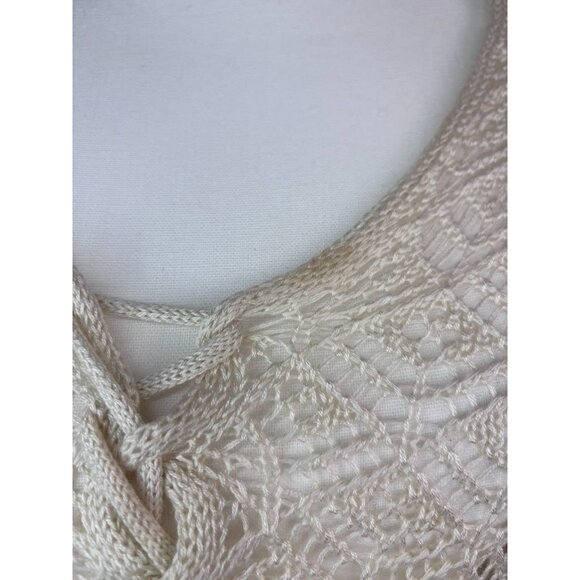 Willow+Root‎ women's XS cream crocheted lace up cropped bell sleeve boho top - Picture 4 of 11